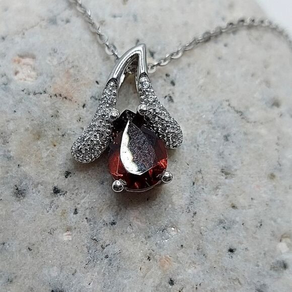 Natural Mozambique 9x6mm & Cz Unheated‎  925 Sterling Silver Necklace 18" - Picture 3 of 6